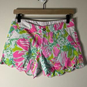 Lilly Pulitzer Buttercup Shorts Flamingo Pink Don’t Give A Cluck
